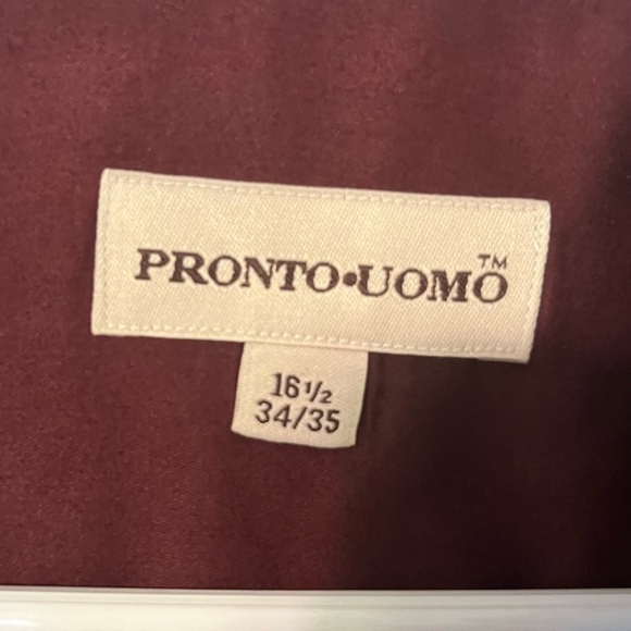 pronto uomo maroon men’s button down - Picture 3 of 5